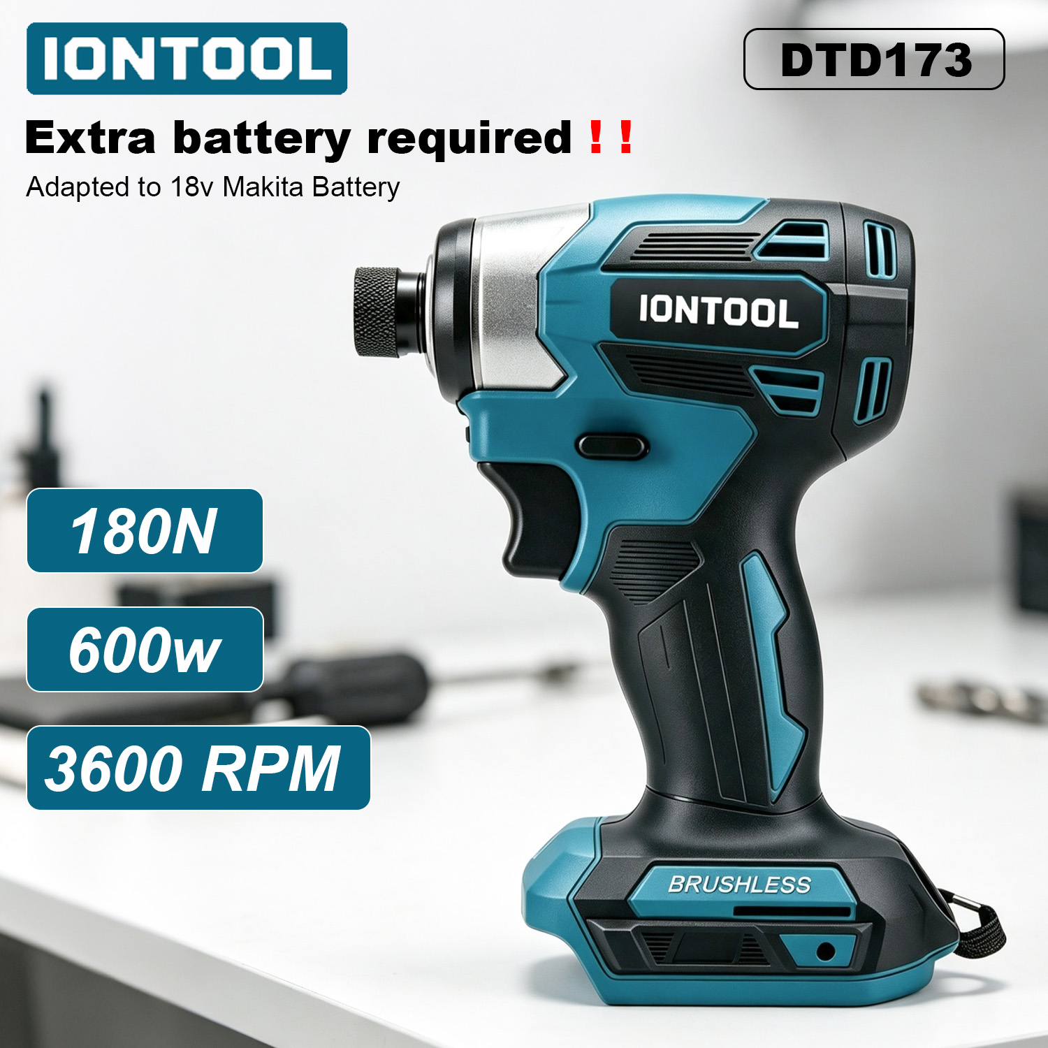 Furniture Joinery Hardware - IONTOOL 180N 3600RPM 18V Draadloze Slagmoersleutel