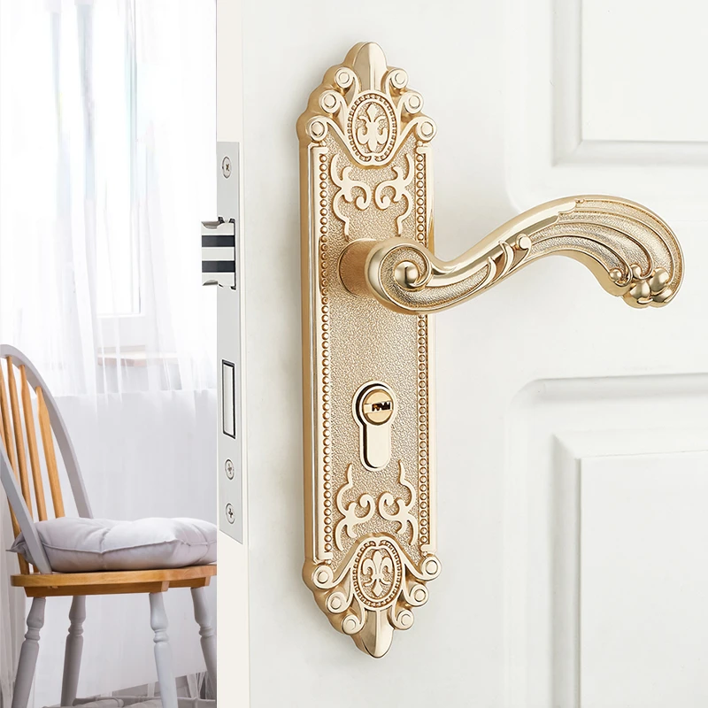 Furniture Hardware Fitting - Europese stille binnendeurgreep, luxe anti-diefstal deurslotknop,