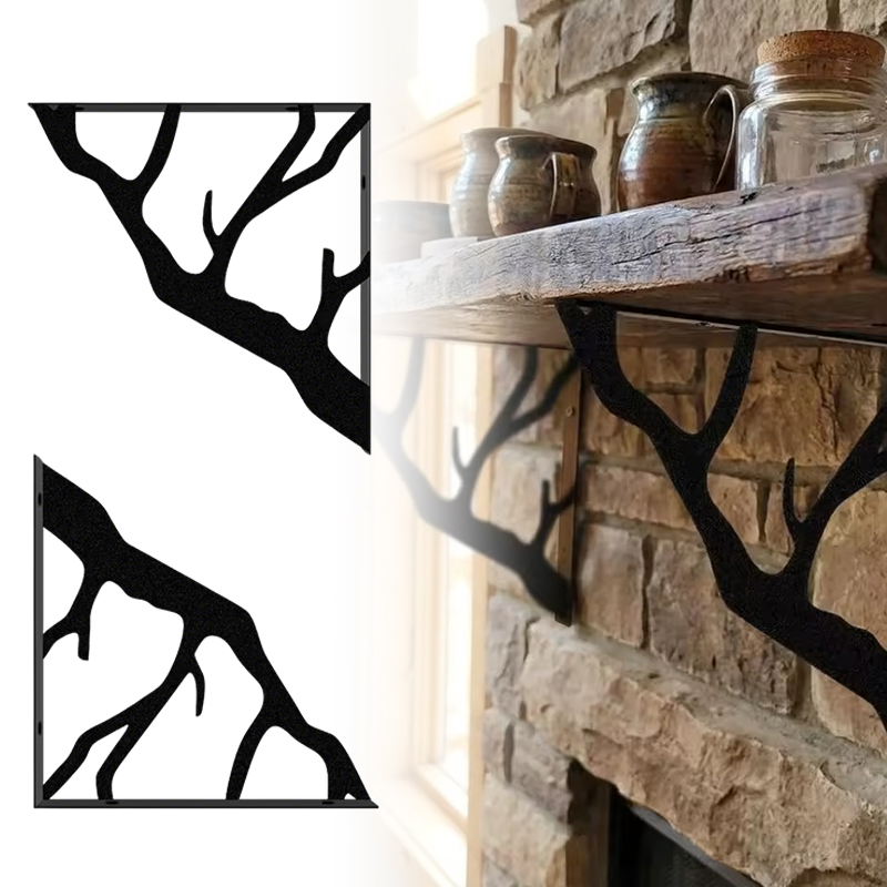 Shelf Bracket Pair - 2 STUKS Zwarte Boomtak Metalen Plank