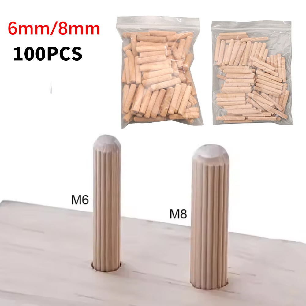 Furniture Joinery Hardware - Houten Deuvelpennen 6/8mm Gegroefde Hardhouten Meubelverbindingen