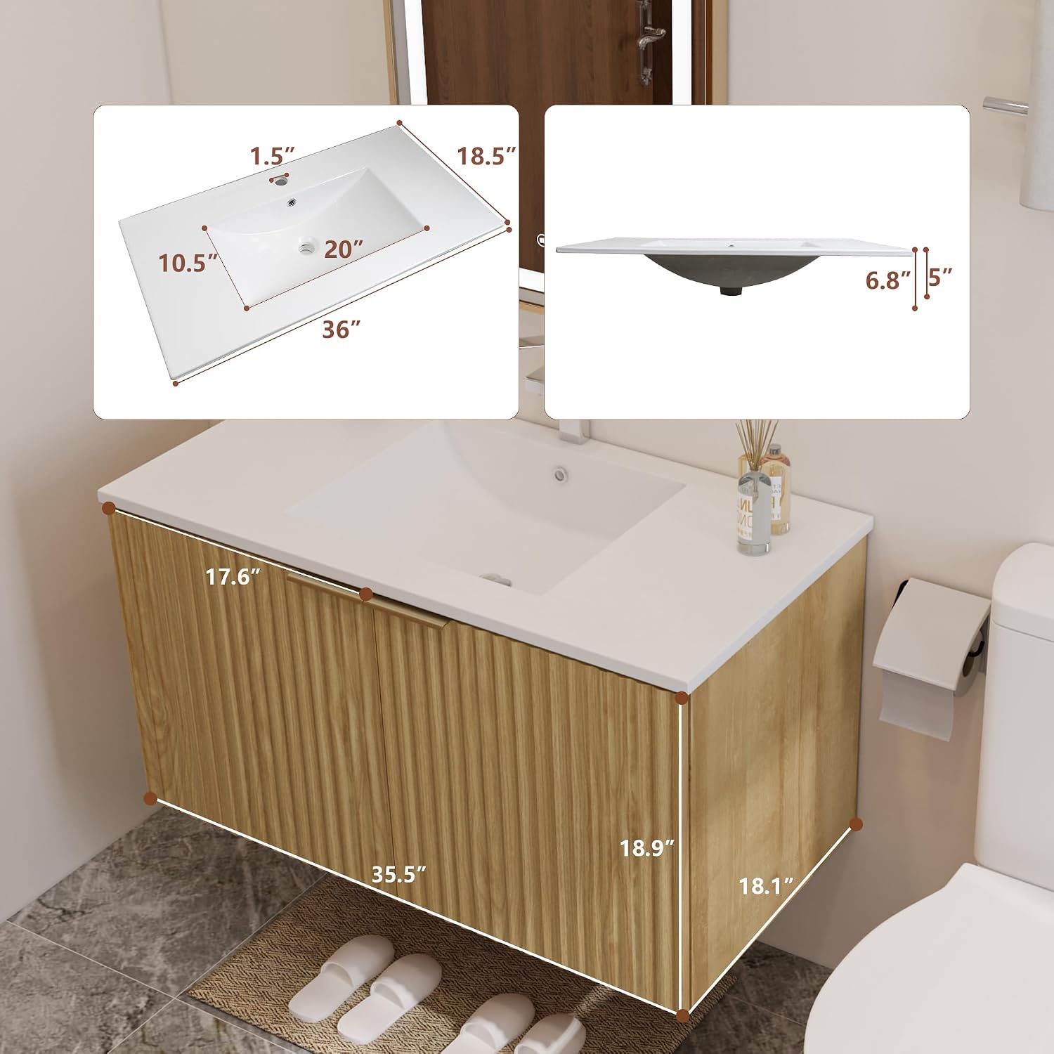 Moderne zwevende badkamermeube - Furniture Hardware Fitting recensie en prijs