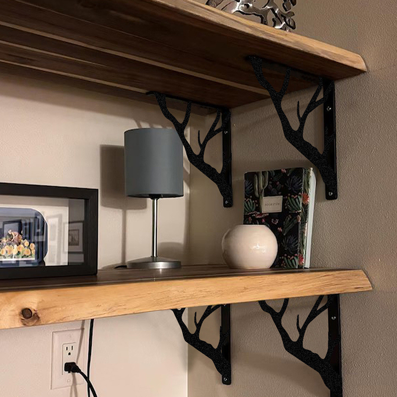 2 STUKS Zwarte Boomtak Metalen - Shelf Bracket Pair recensie en prijs